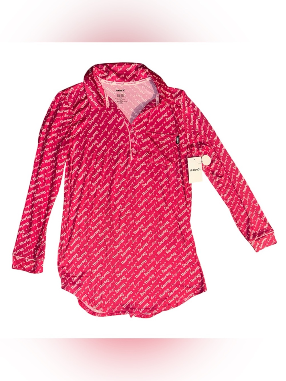 Hurley Hot Pink Long-Sleeve Half-Zip Logo Top